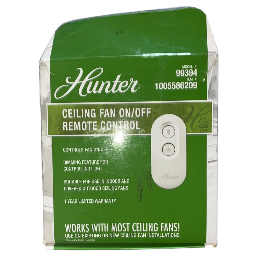 Hunter Ceiling Fan ON/OFF Remote Control + Receiver Model #99394 Item#1005586209
